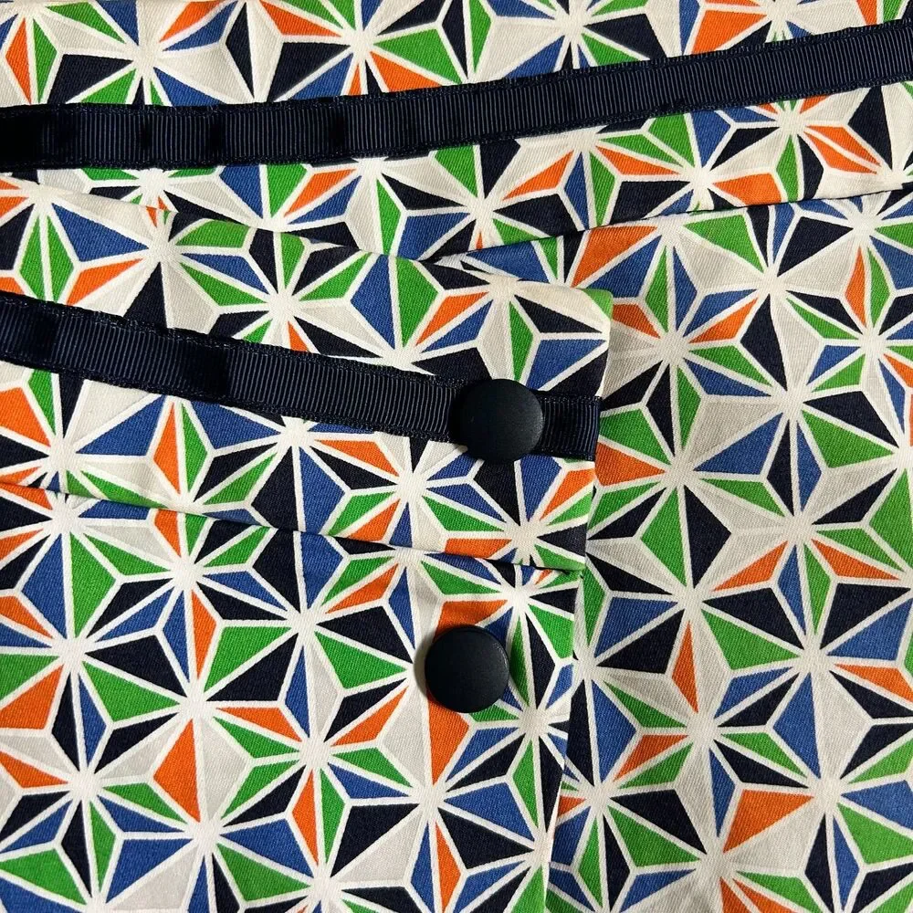 Oxford Golf Women’s Faux Wrap Skort Geometric Print Blue Green Orange Size 6